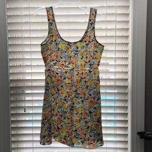 BCBGENERATION neon floral dress with cutouts